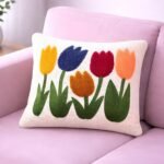 multicolour-tulip-floral-tufted-cotton-cushion-cover