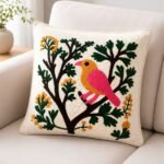pink-bird-green-tree-tufted-cotton-cushion-cover