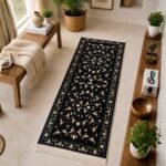 black-gold-floral-vine-velvet-anti-skid-carpet-runner