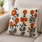 orange-floral-garden-tufted-cotton-cushion-cover