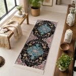 black-turquoise-ornate-velvet-anti-skid-carpet-runner