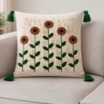 mustard-brown-floral-stem-tufted-cotton-cushion-cover