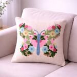 pink-multicolour-butterfly-tufted-cotton-cushion-cover