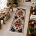 cream-blue-rust-floral-velvet-anti-skid-carpet-runner