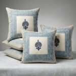 slate-blue-mughal-motif-border-hand-block-print-cotton-cushion-cover-24x24