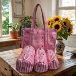 pink-check-quilted-cotton-tote-bag-utility-pouch-set