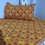 vibrant-mustard-yellow-all-over-floral-arabesque-hand-block-single-bedsheet