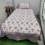 white-pink-mughal-floral-grid-trellis-hand-block-single-bedsheet