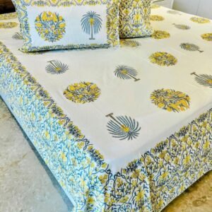 mustard-yellow-floral-bouquet-date-palm-super-jumbo-king-bedsheet