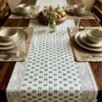 aqua-blue-micro-booti-slate-scroll-hand-block-cotton-canvas-dining-table-cover-15x72