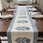 sky-blue-round-botanical-blossom-boota-hand-block-cotton-canvas-dining-table-cover-15x72
