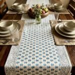 french-blue-ditsy-floret-field-hand-block-cotton-canvas-dining-table-cover-15x72