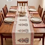 peach-botanical-floral-tree-boota-hand-block-cotton-canvas-dining-table-cover-15x72