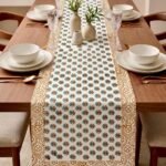 teal-ochre-lattice-diamond-floret-hand-block-cotton-canvas-6-seater-table-runner-15x72