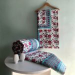 ochre-palm-tree-magenta-trim-reversible-quilted-comforter-bedsheet-set