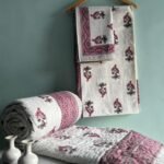 cerulean-lotus-blossom-spray-reversible-quilted-comforter-bedsheet-set